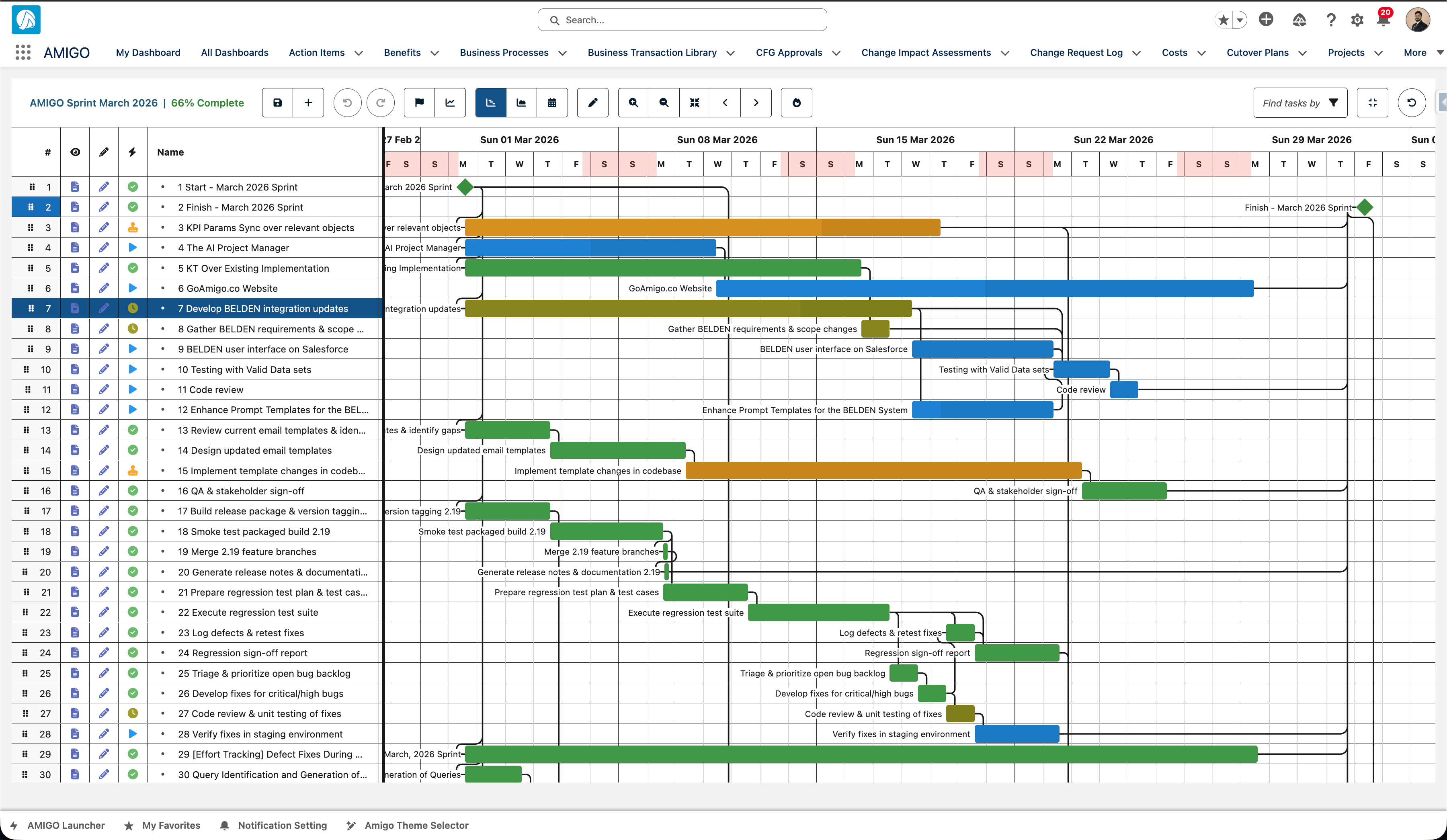 Gantt view across workstreams